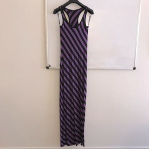 AQUA purple and black striped tank maxi dress